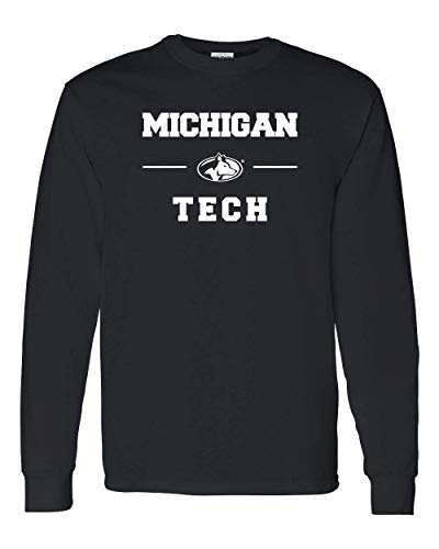 Michigan Tech Stacked One Color Long Sleeve - Black