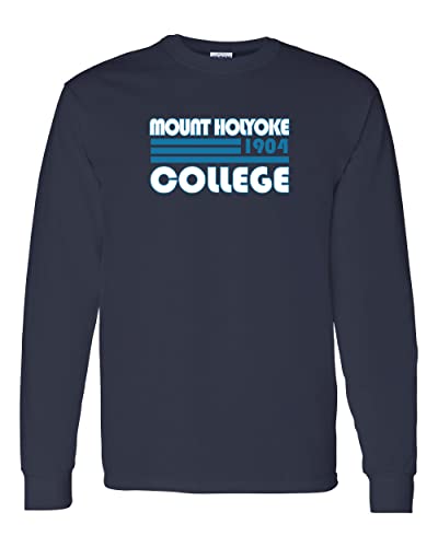 Retro Mount Holyoke College Long Sleeve Shirt - Navy