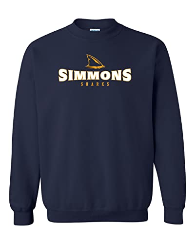 Simmons University Mascot Logo Crewneck Sweatshirt - Navy
