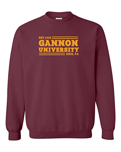 Gannon University Block Text 1 Color Crewneck Sweatshirt - Maroon