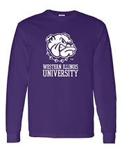 Load image into Gallery viewer, Western Illinois Leatherneck Mascot Long Sleeve T-Shirt - Purple
