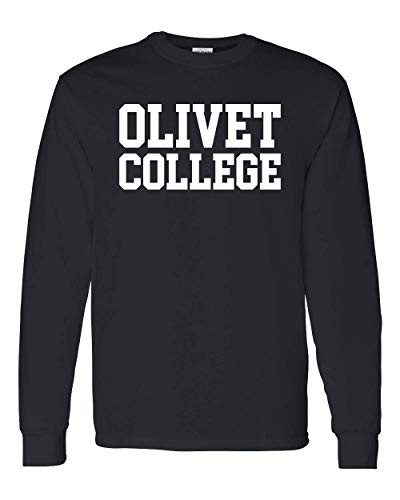 Olivet College Stacked White Text Long Sleeve - Black
