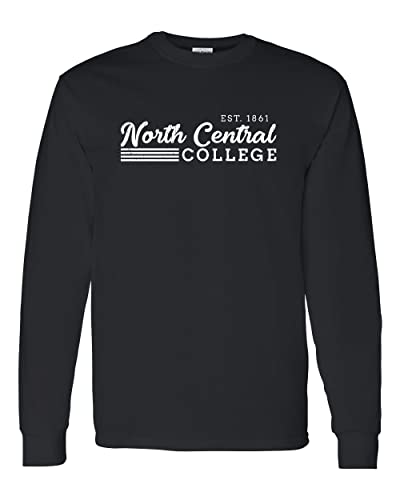 Vintage North Central College Est 1861 Long Sleeve T-Shirt - Black