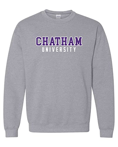 Chatham University Block Letters Two Color Crewneck Sweatshirt - Sport Grey