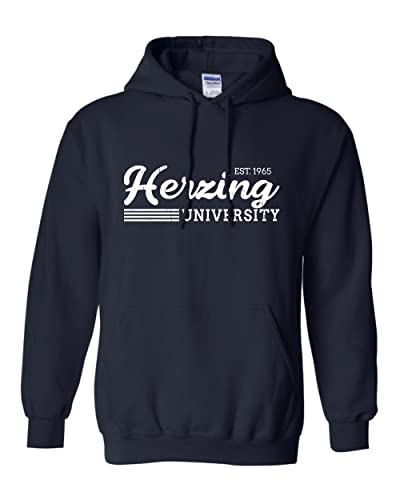 Vintage Herzing University Hooded Sweatshirt - Navy