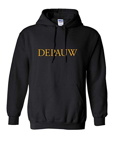 DePauw Gold Text Hooded Sweatshirt - Black