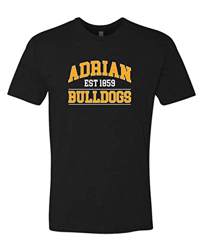 Adrian College Bulldogs 2 Color Established 1859 T-Shirt - Black