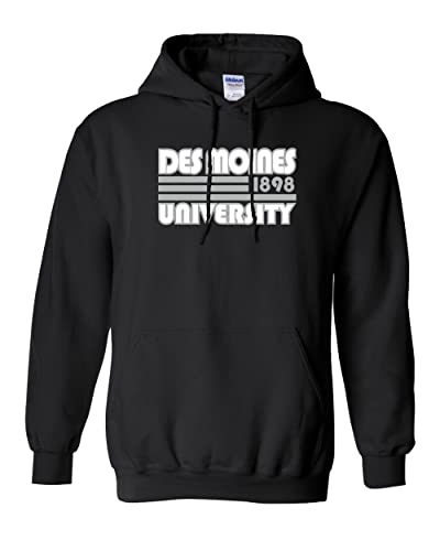 Retro Des Moines University Hooded Sweatshirt - Black