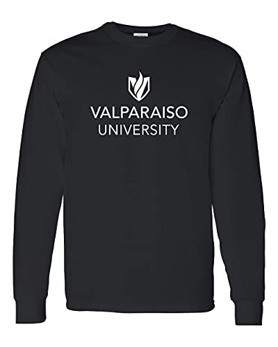 Valparaiso University Stacked Logo Long Sleeve T-Shirt - Black