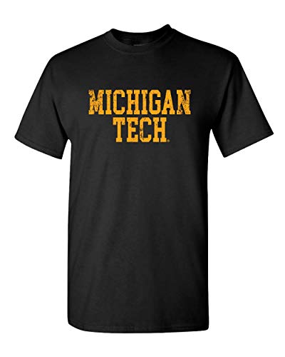 Michigan Tech Distressed One Color T-Shirt - Black