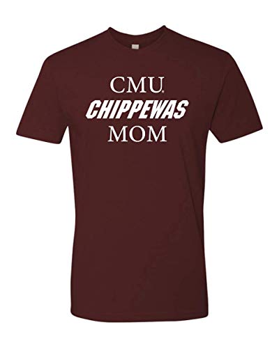 Premium CMU White Text Chippewas MOM T-Shirt Central Michigan University Parent Apparel Mens/Womens T-Shirt - Maroon