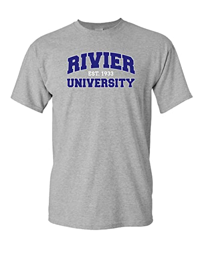 Rivier University Block T-Shirt - Sport Grey