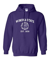Load image into Gallery viewer, Winona State Vintage Est 1858 Hooded Sweatshirt - Purple
