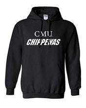 Load image into Gallery viewer, CMU White Text Chippewas Hooded Sweatshirt Central Michigan University Logo Apparel Mens/Womens Hoodie - Black
