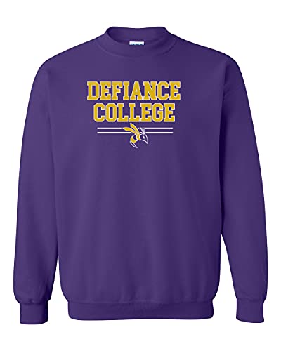 Defiance College Stacked Two Color Crewneck Sweatshirt - Purple