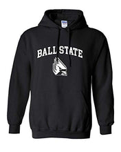 Load image into Gallery viewer, Ball State Block Letters with Student Logo Hooded Sweatshirt - Black
