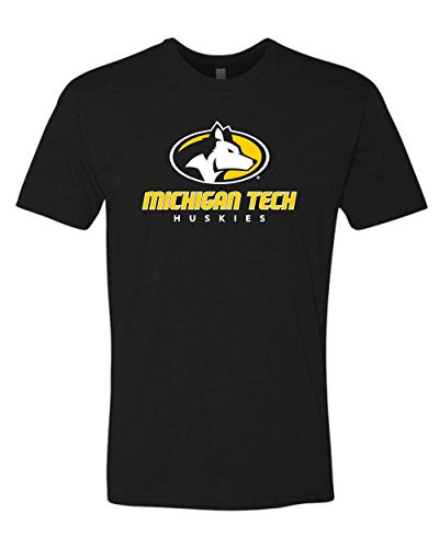 Premium Michigan Tech Huskies Logo MTU Mens/Womens T-Shirt - Black