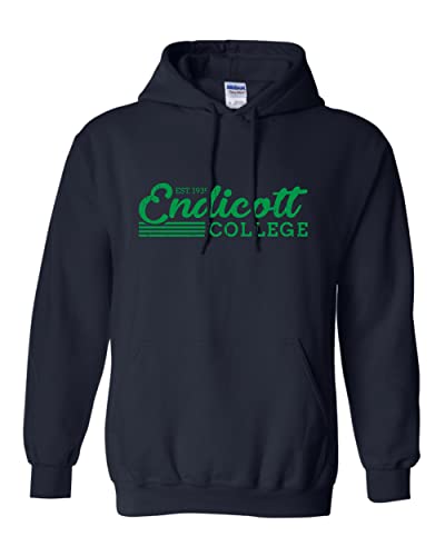 Vintage Endicott College Hooded Sweatshirt - Navy