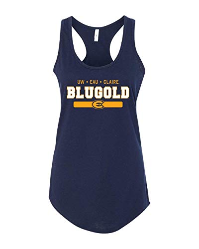 UW Eau Claire Blugold Stacked Two Color Tank Top - Midnight Navy