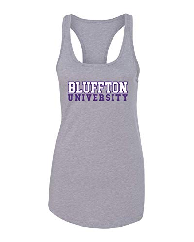 Bluffton University Block Two Color Ladies Tank Top - Heather Grey