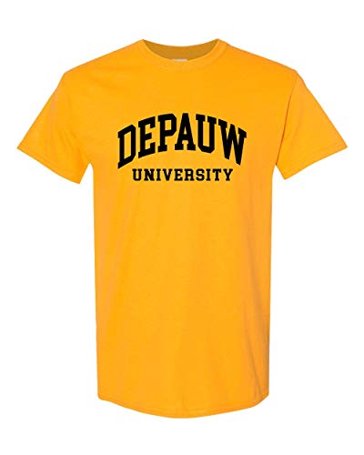 DePauw 1 Color Black Text T-Shirt - Gold