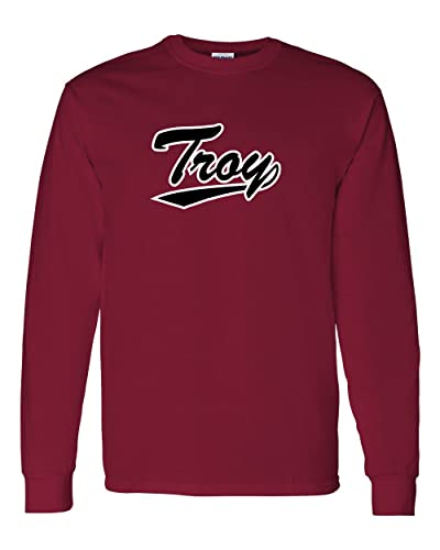 Troy University Scipt Long Sleeve T-Shirt - Cardinal Red