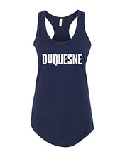Load image into Gallery viewer, Vintage Duquesne Dukes Ladies Racer Tank Top - Midnight Navy
