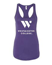 Load image into Gallery viewer, Westminster College 1 Color Ladies Racer Tank Top - Purple Rush
