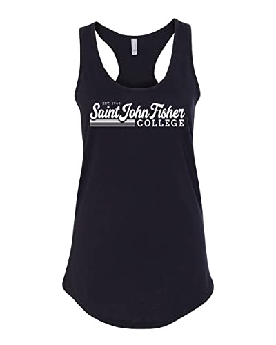 Retro Saint John Fisher College Ladies Tank Top - Black