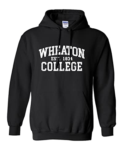 Vintage Wheaton College Hooded Sweatshirt - Black