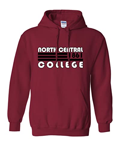Retro North Central College Hooded Sweatshirt - Cardinal Red