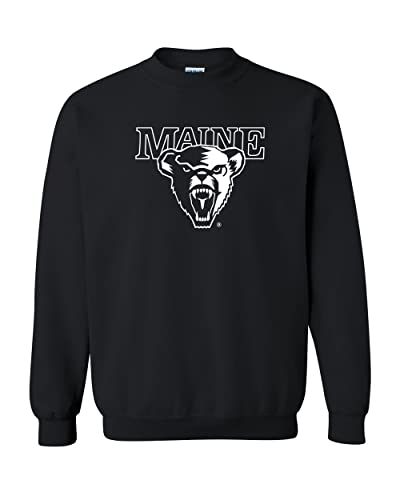 University of Maine 1 Color Mascot Crewneck Sweatshirt - Black
