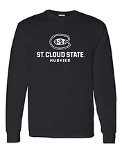 Load image into Gallery viewer, St Cloud State White Stacked Logo Long Sleeve T-Shirt - Black

