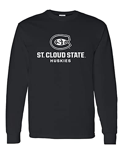 St Cloud State White Stacked Logo Long Sleeve T-Shirt - Black