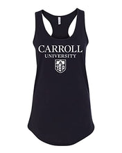Load image into Gallery viewer, Carroll University Stacked Ladies Tank Top - Black

