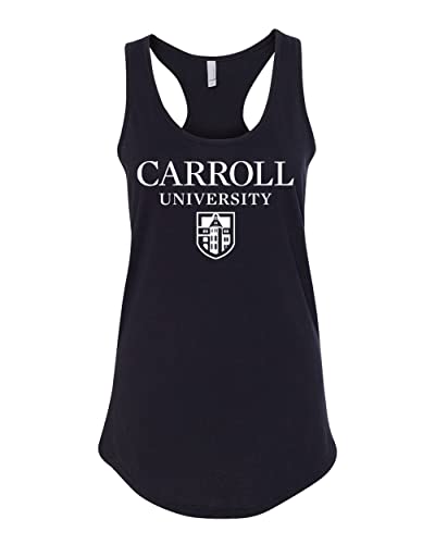 Carroll University Stacked Ladies Tank Top - Black