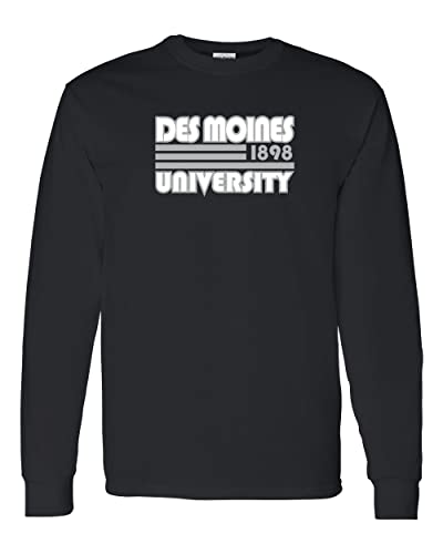 Retro Des Moines University Long Sleeve T-Shirt - Black