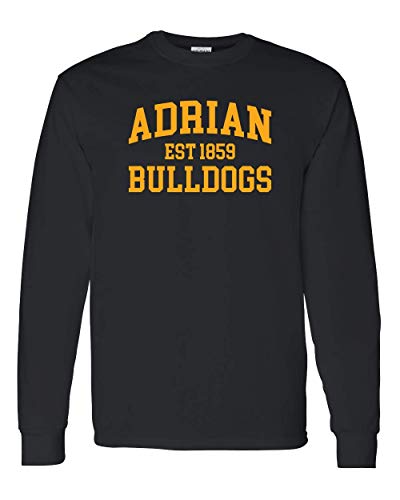 Adrian College Bulldogs 1 Color Gold Established 1859 Long Sleeve - Black