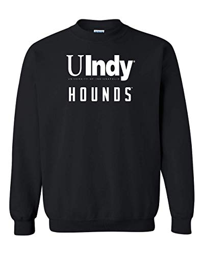 Univ of Indianapolis UIndy Hounds White Text Crewneck Sweatshirt - Black