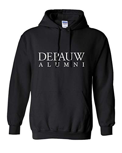 DePauw Alumni White Text Hooded Sweatshirt - Black