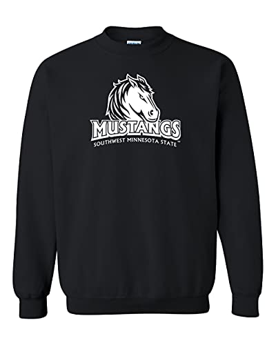 Southwest Minnesota State University Logo One Color Crewneck Sweatshirt - Black