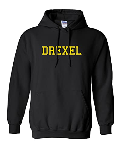 Drexel University Drexel Gold Text Hooded Sweatshirt - Black