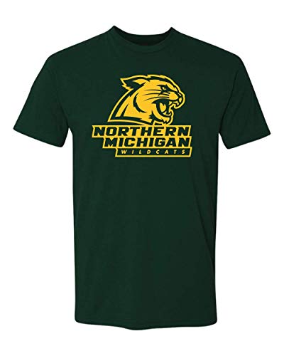 Premium Northern Michigan Wildcats One Color T-Shirt NMU Logo Apparel Mens/Womens T-Shirt - Forest Green