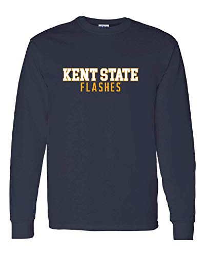 Kent State Flashes Block Two Color Long Sleeve T-Shirt - Navy