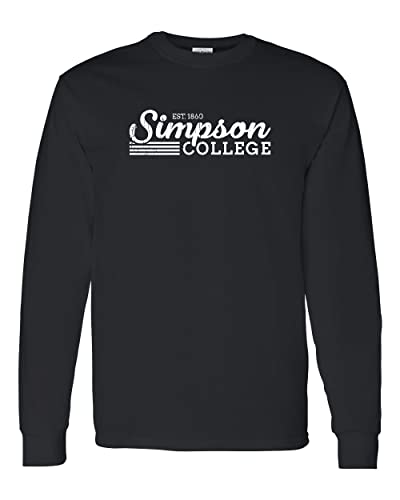 Vintage Simpson College Long Sleeve T-Shirt - Black