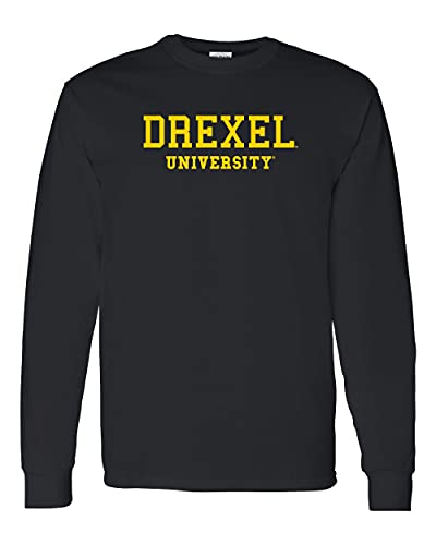 Drexel University Gold Text Long Sleeve - Black