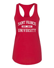 Load image into Gallery viewer, Vintage Saint Francis Est 1847 Ladies Racer Tank Top - Red
