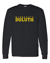 Load image into Gallery viewer, Minnesota Duluth Gold Text Long Sleeve T-Shirt - Black
