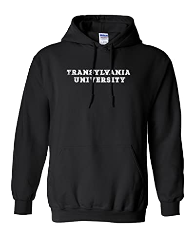 Transylvania University Text Distressed Hooded Sweatshirt - Black