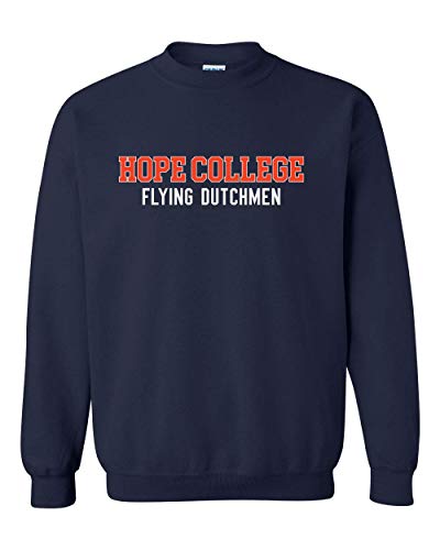 Hope College Flying Dutchmen Two Color Crewneck Sweatshirt - Navy